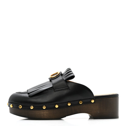 Valentino Garavani Calfskin Vlogo Signature Fringe 45mm Clogs 40 Black 1 of 11