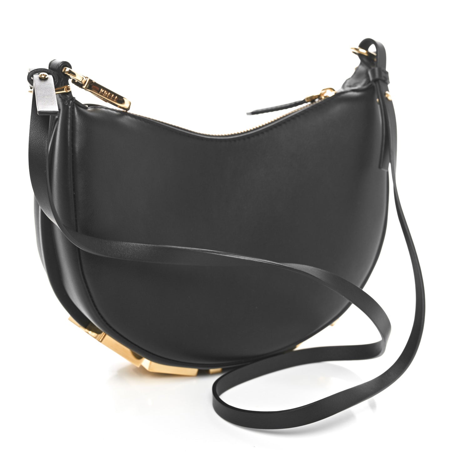 Vitello Grace Matte Mini Fendigraphy Hobo Bag Black
