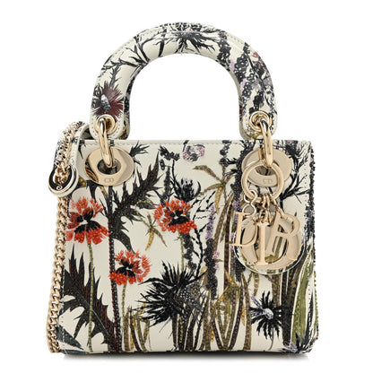 Christian Dior Calfskin Beaded Embroidered Jardin Naturel Mini Lady Dior White Multicolor 1 of 9
