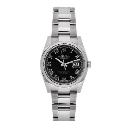 Rolex Stainless Steel 18K White Gold 36mm Oyster Perpetual Datejust Watch Black Roman 116234 1 of 8