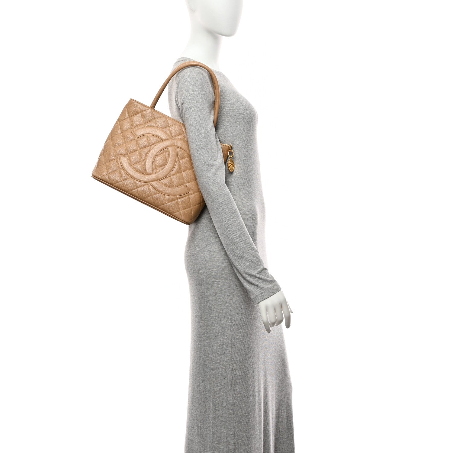 Chanel Caviar Quilted Medallion Tote Beige 2 of 10