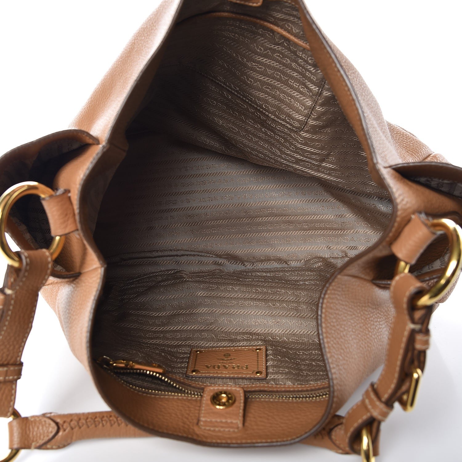 Prada Vitello Daino Side Pocket Hobo Naturale 5 of 11