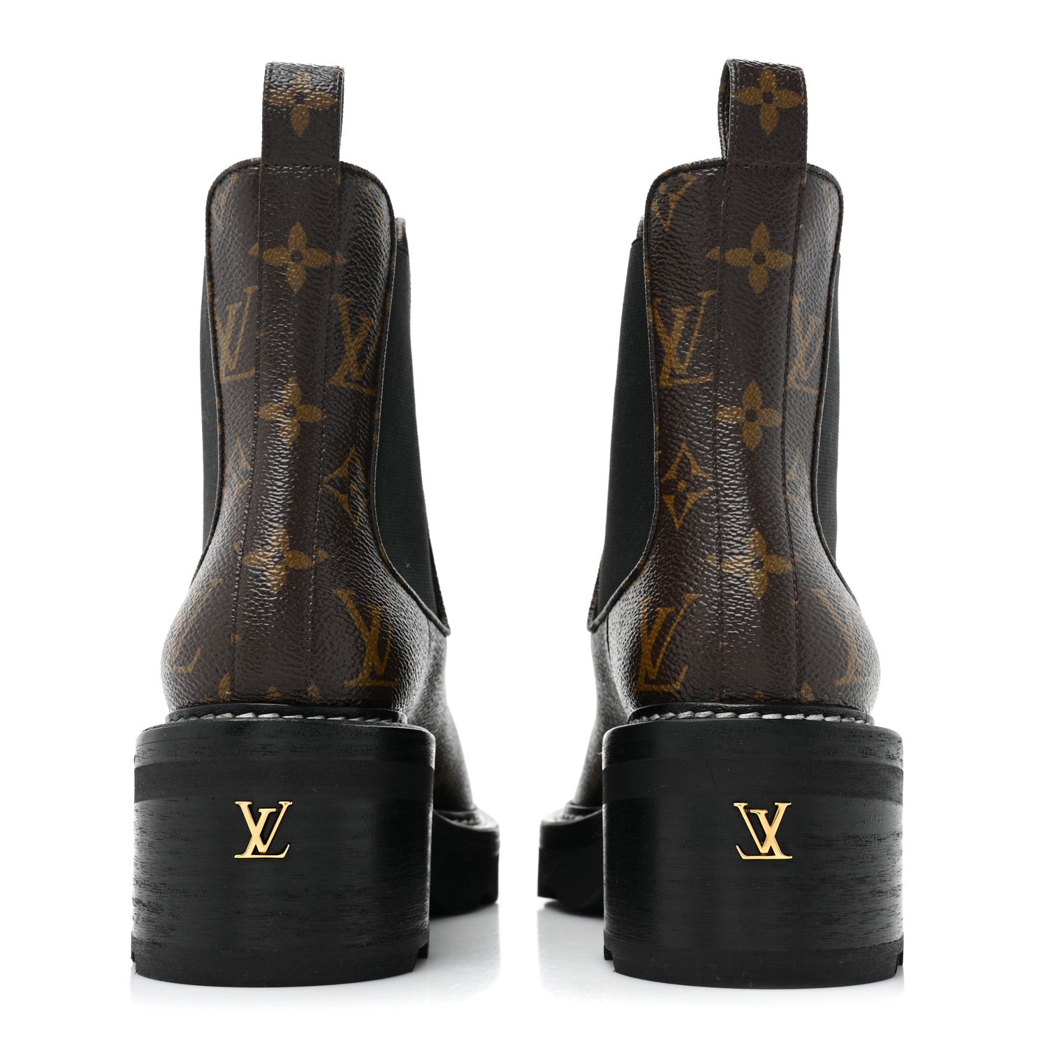 Louis Vuitton Patent Monogram LV Beaubourg Ankle Boots 37.5 Black 5 of 13