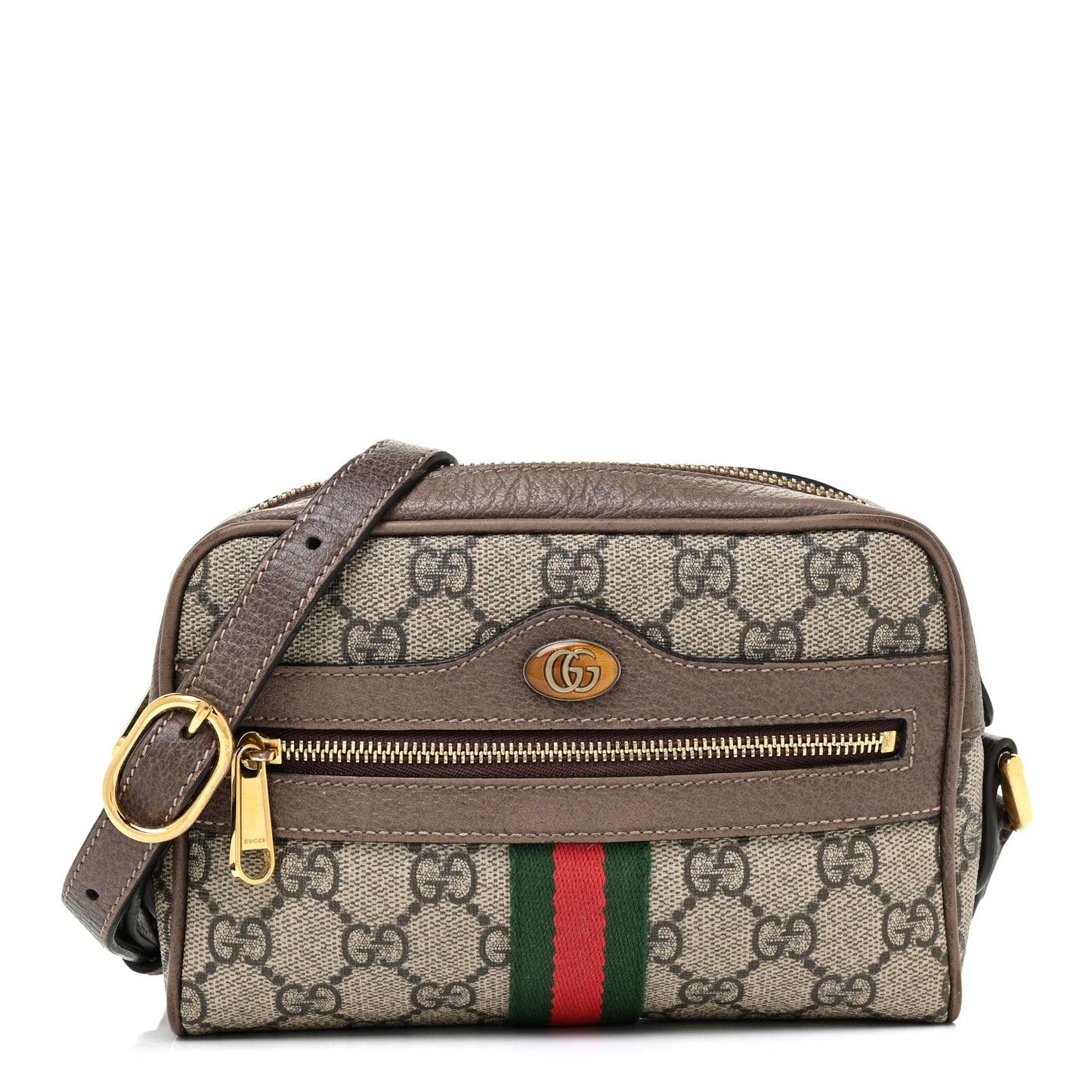 GG Supreme Monogram Web Mini Ophidia Shoulder Bag Brown