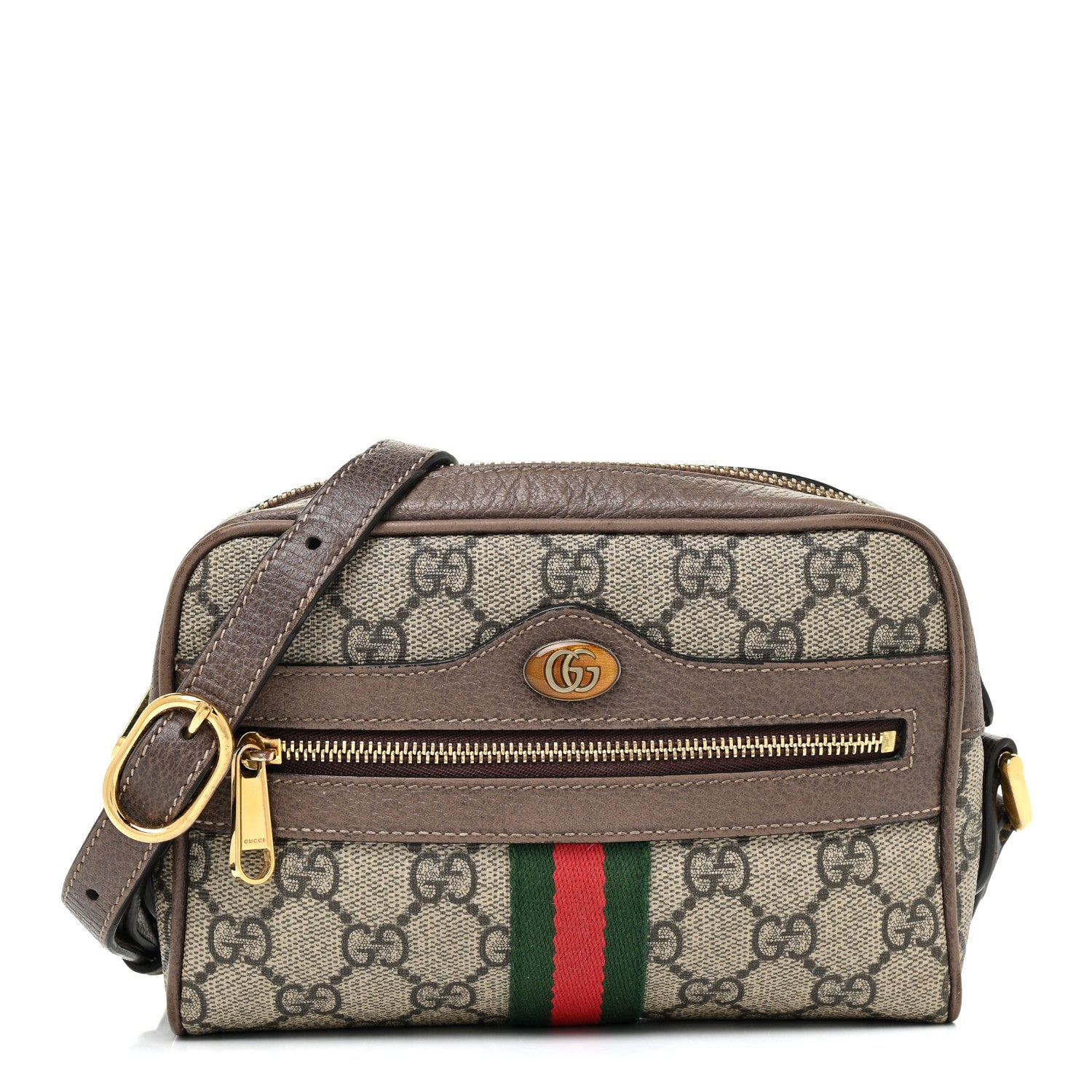 Gucci GG Supreme Monogram Web Mini Ophidia Shoulder Bag Brown 1 of 16