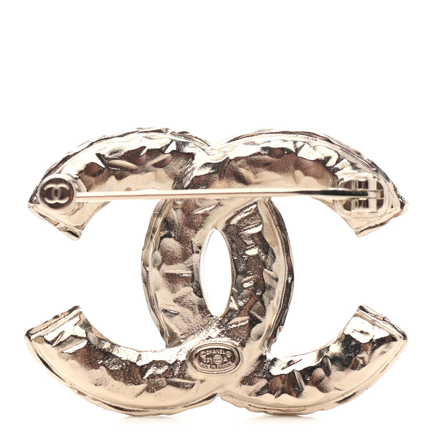 Chanel Crystal CC Brooch Light Gold 2 of 3