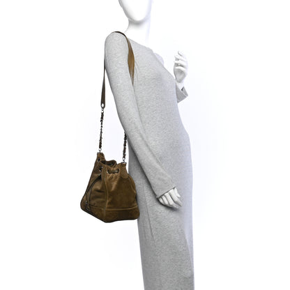 Chanel Suede Drawstring Bucket Bag Khaki 2 of 12