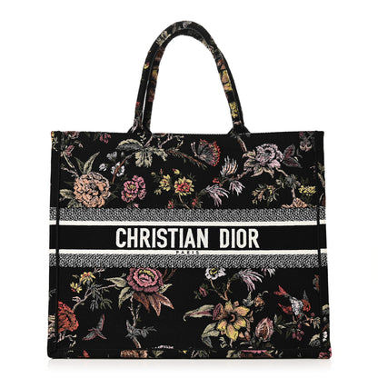 Christian Dior Canvas Embroidered Large Book Tote Black Multicolor 1 of 10