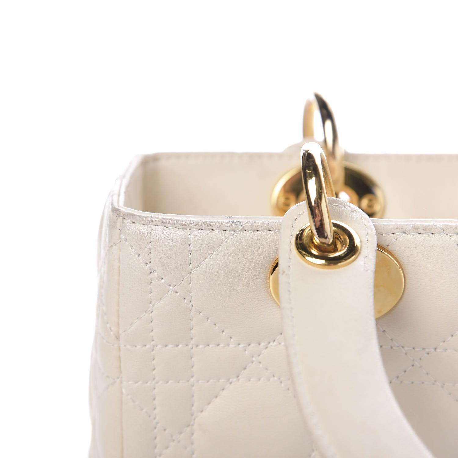 Christian Dior Lambskin Cannage Medium Lady Dior Light Beige 10 of 19