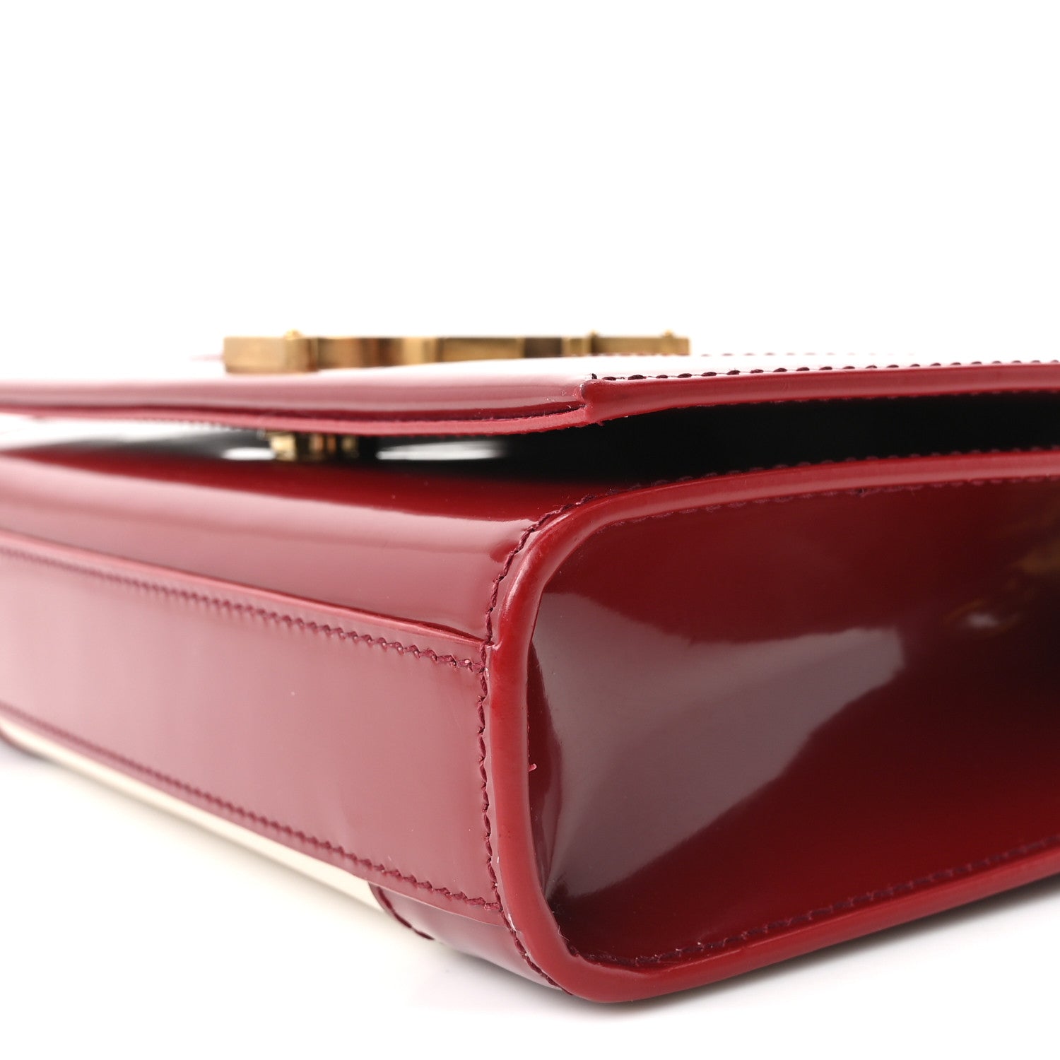 Saint Laurent Nappa Patent Calfskin Two-Toned Small Monogram Kate Satchel Off White Oxblood Red 10 of 10