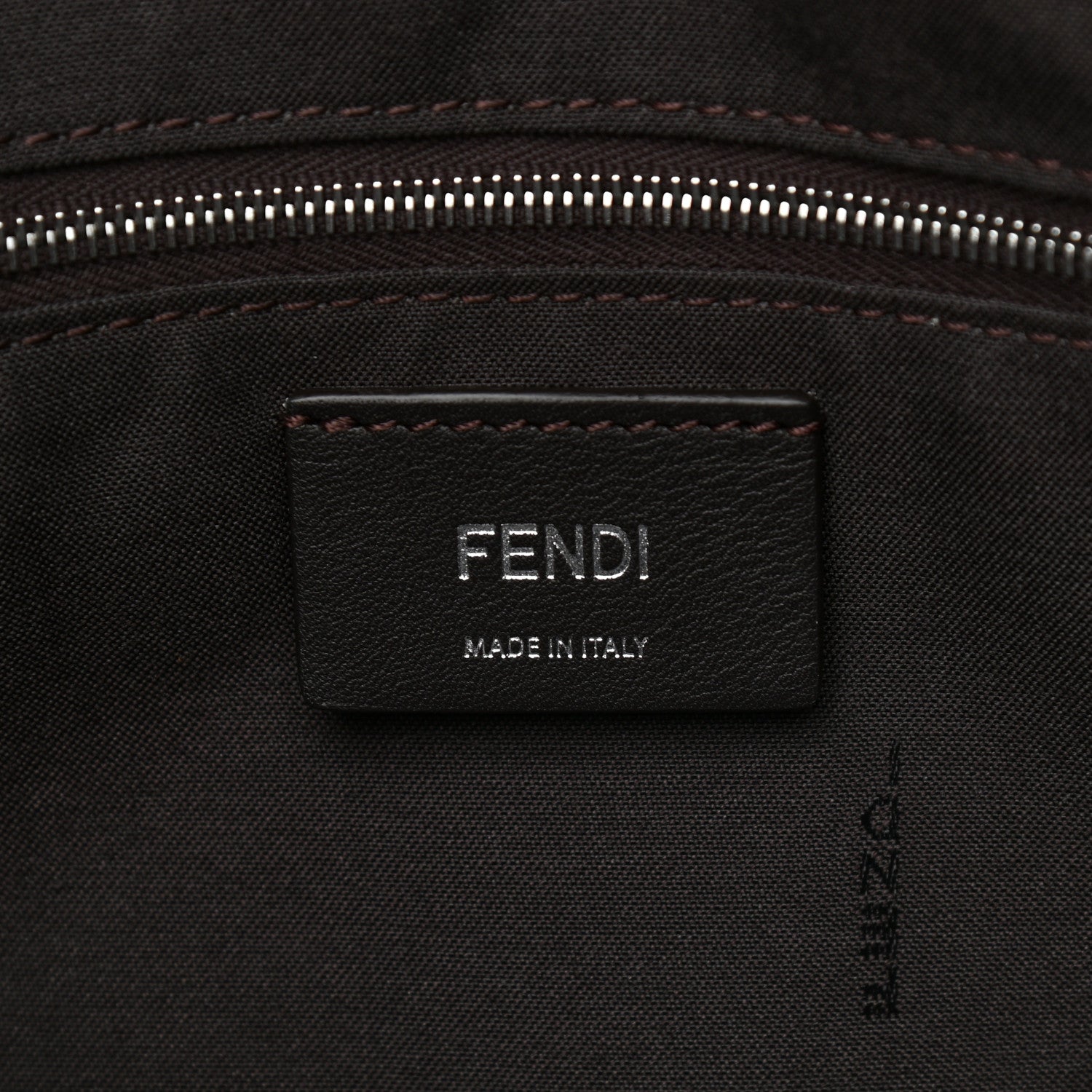 Fendi Glazed Fabric Vitello Century FF 1974 Stamp Patch Shopping Tote Mogano Panna Caramello 6 of 9