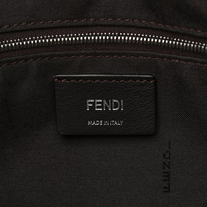 Fendi Glazed Fabric Vitello Century FF 1974 Stamp Patch Shopping Tote Mogano Panna Caramello 6 of 9