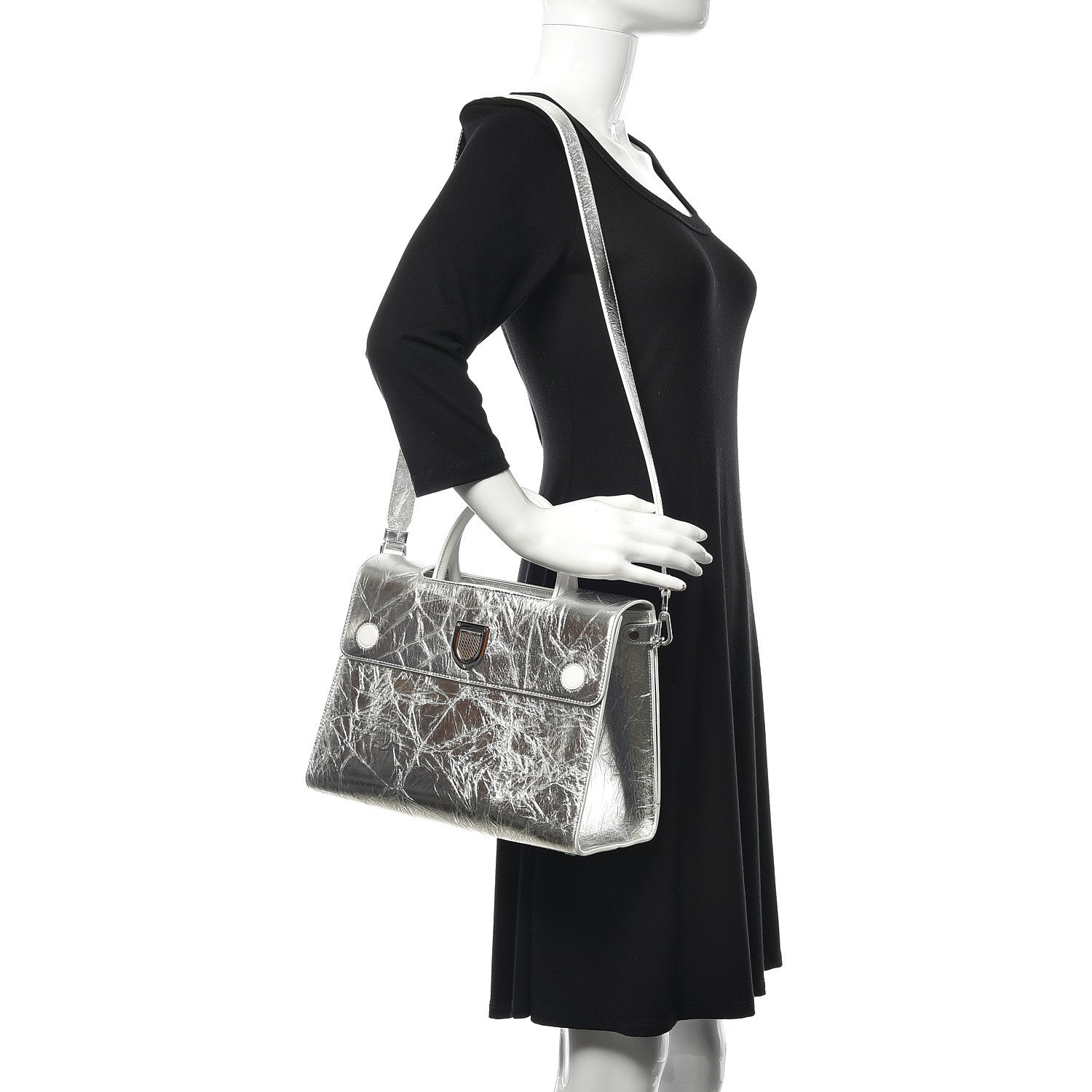 Christian Dior Metallic Calfskin Medium Diorever Flap Silver 2 of 10