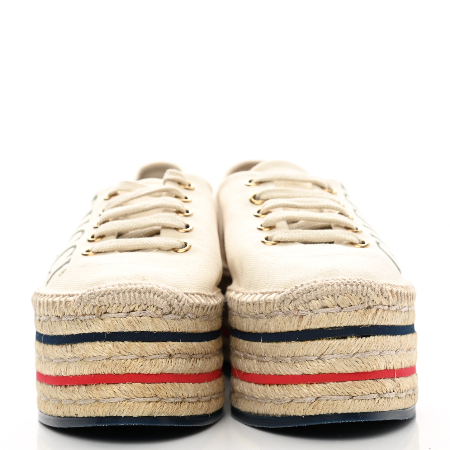 Canvas Logo Lace-Up Platform Espadrilles 36.5 Greggio Grege