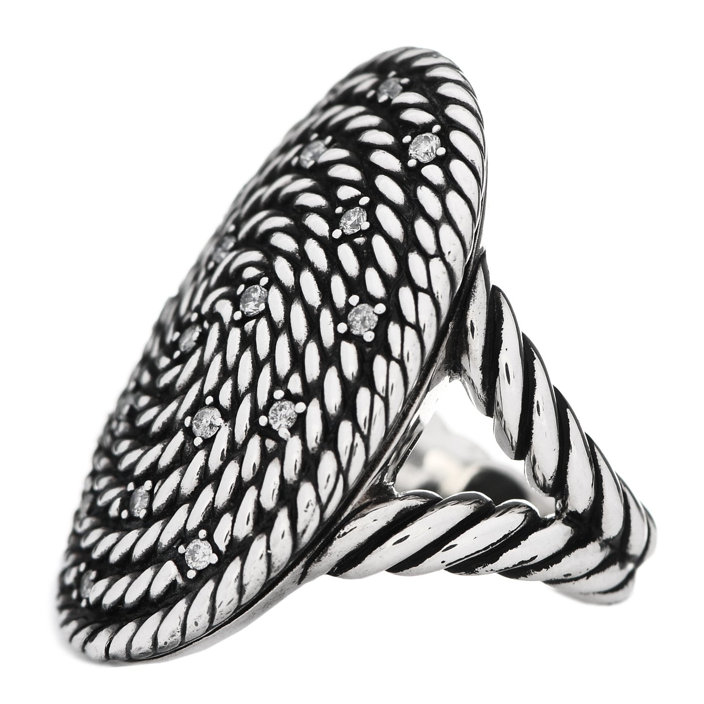Sterling Silver Diamond Cable Coil Ring 54 7
