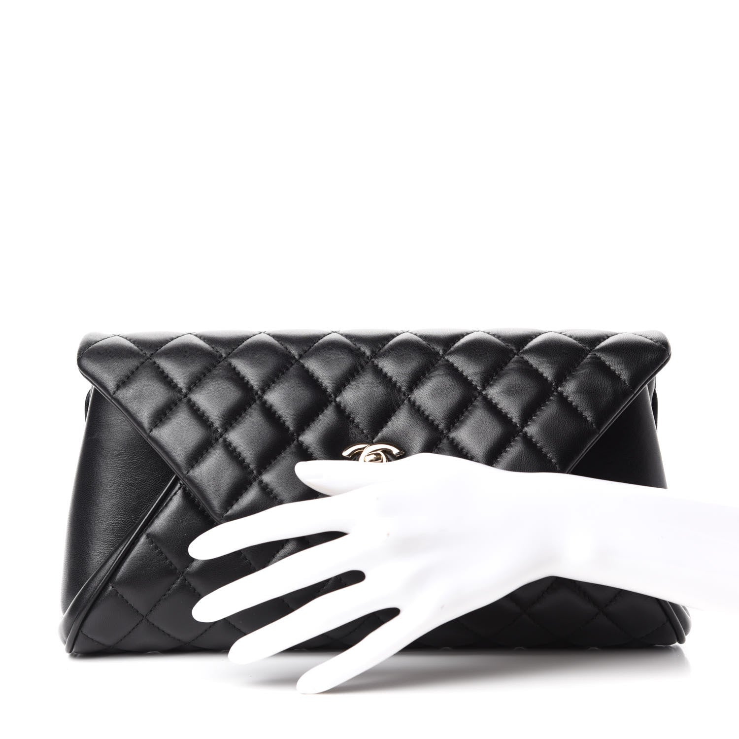 Chanel Lambskin Quilted Fold Up Again Clutch Black 2 of 11