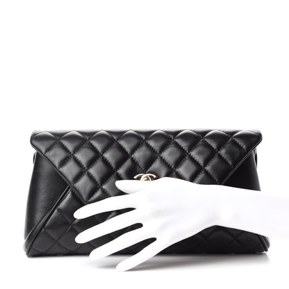 Chanel Lambskin Quilted Fold Up Again Clutch Black 2 of 11