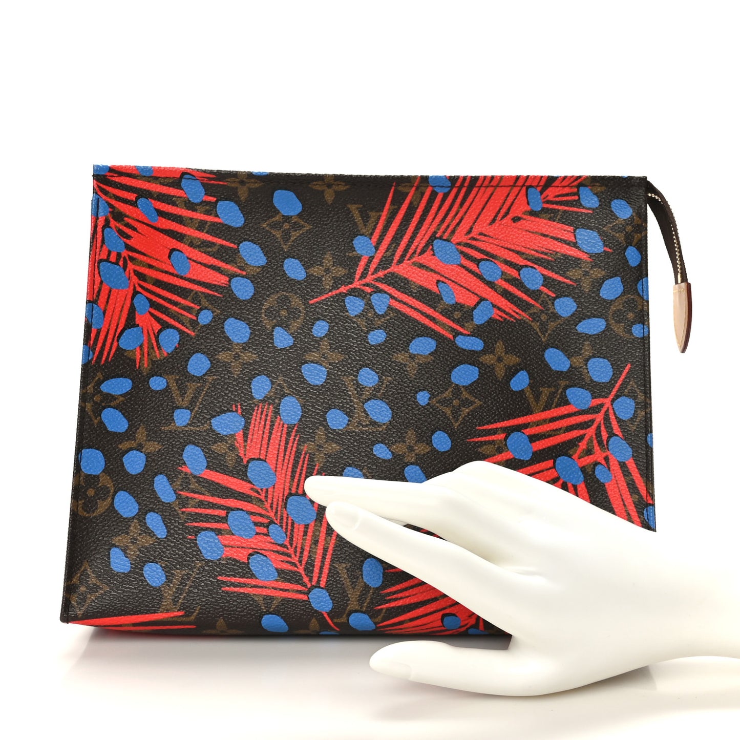 Monogram Jungle Dots Toiletry Pouch 26 Coquelicot Denim