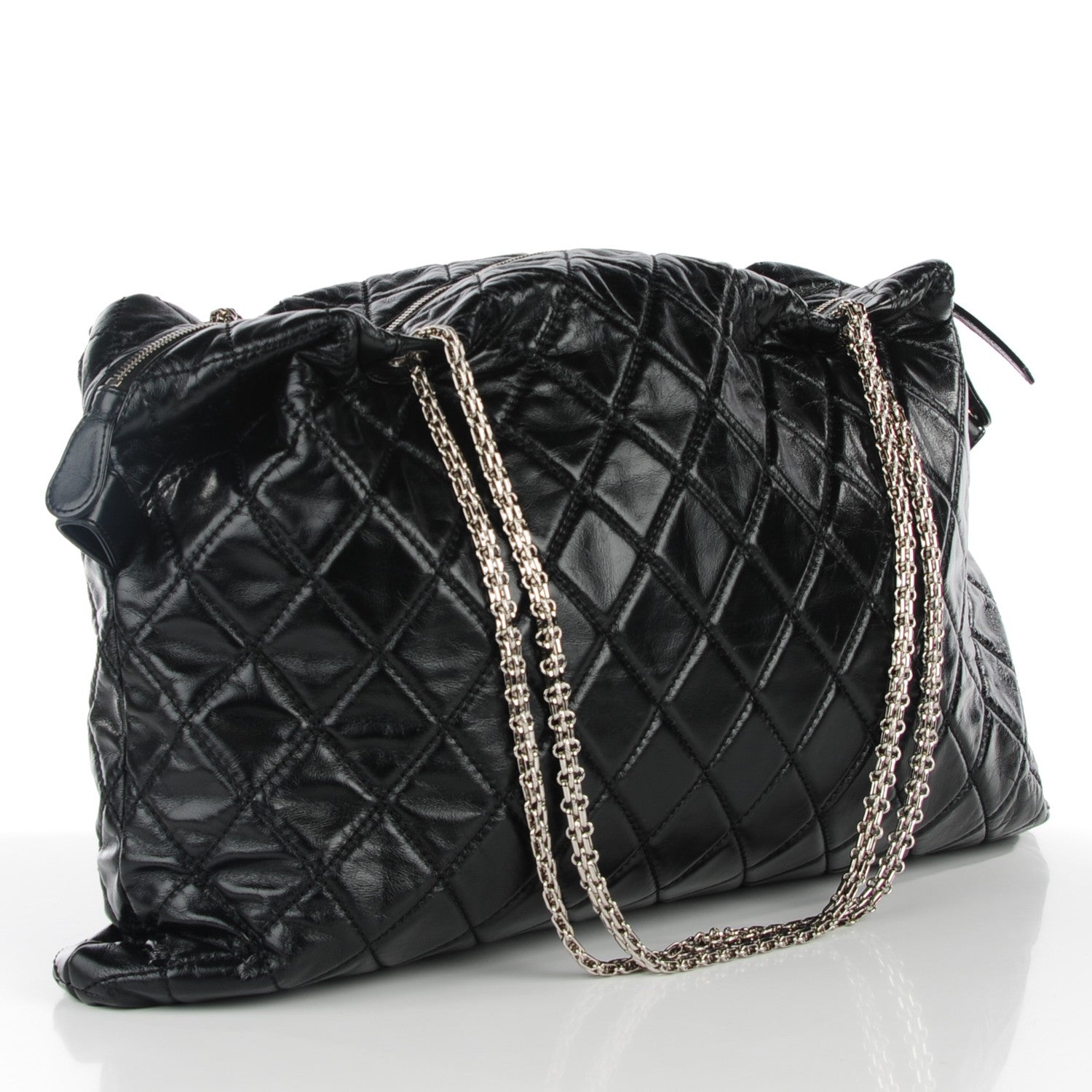 Chanel Glazed Calfskin Quilted Surpique Carryall Black 3 of 8