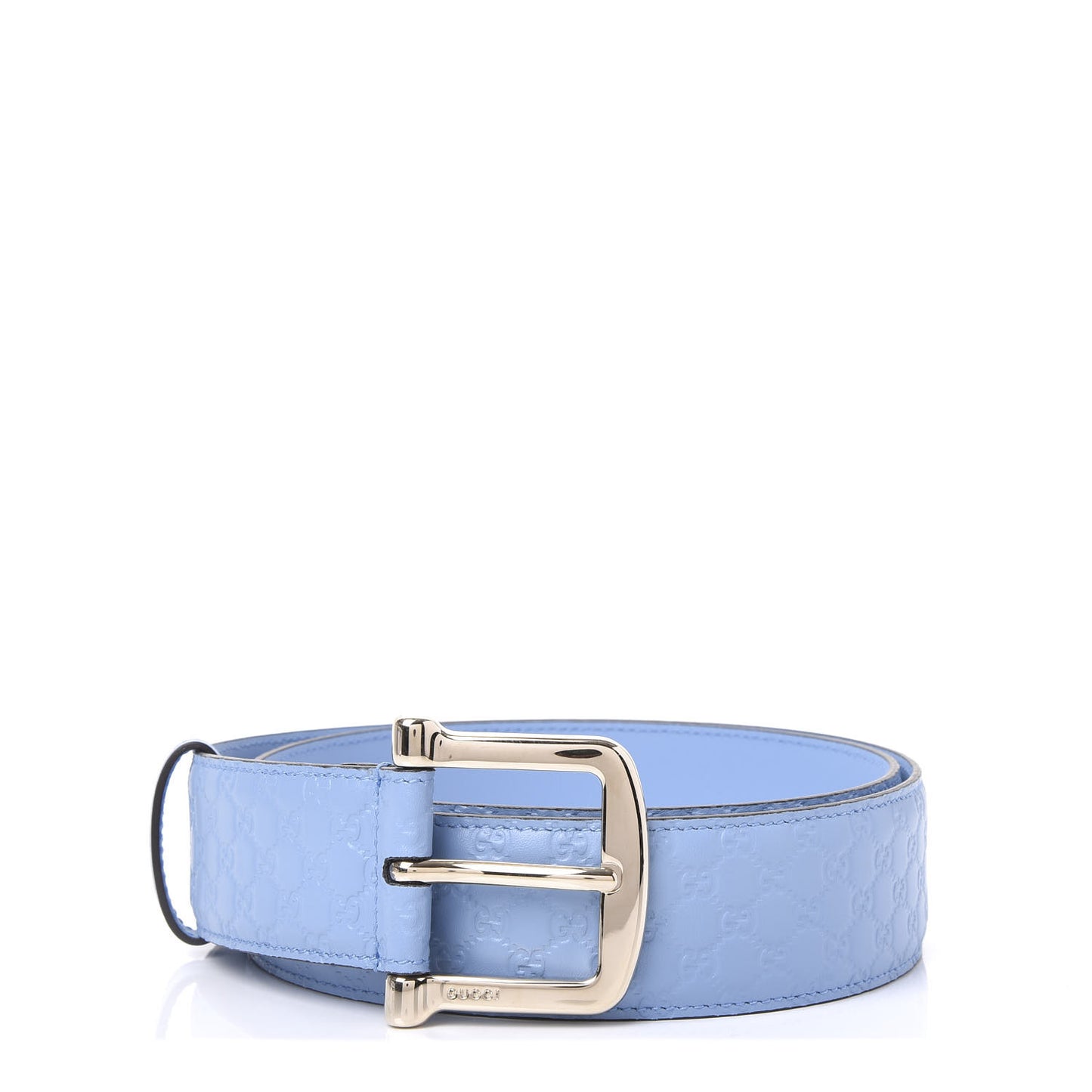 Soft Microguccissima Margaux Calfskin Belt 90 36 Mineral Blue