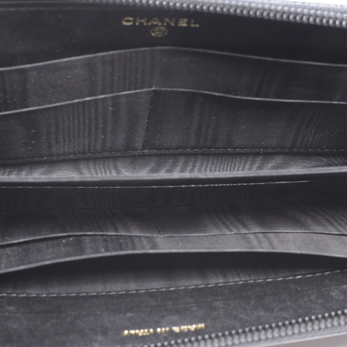 Caviar Zip Around Wallet Black