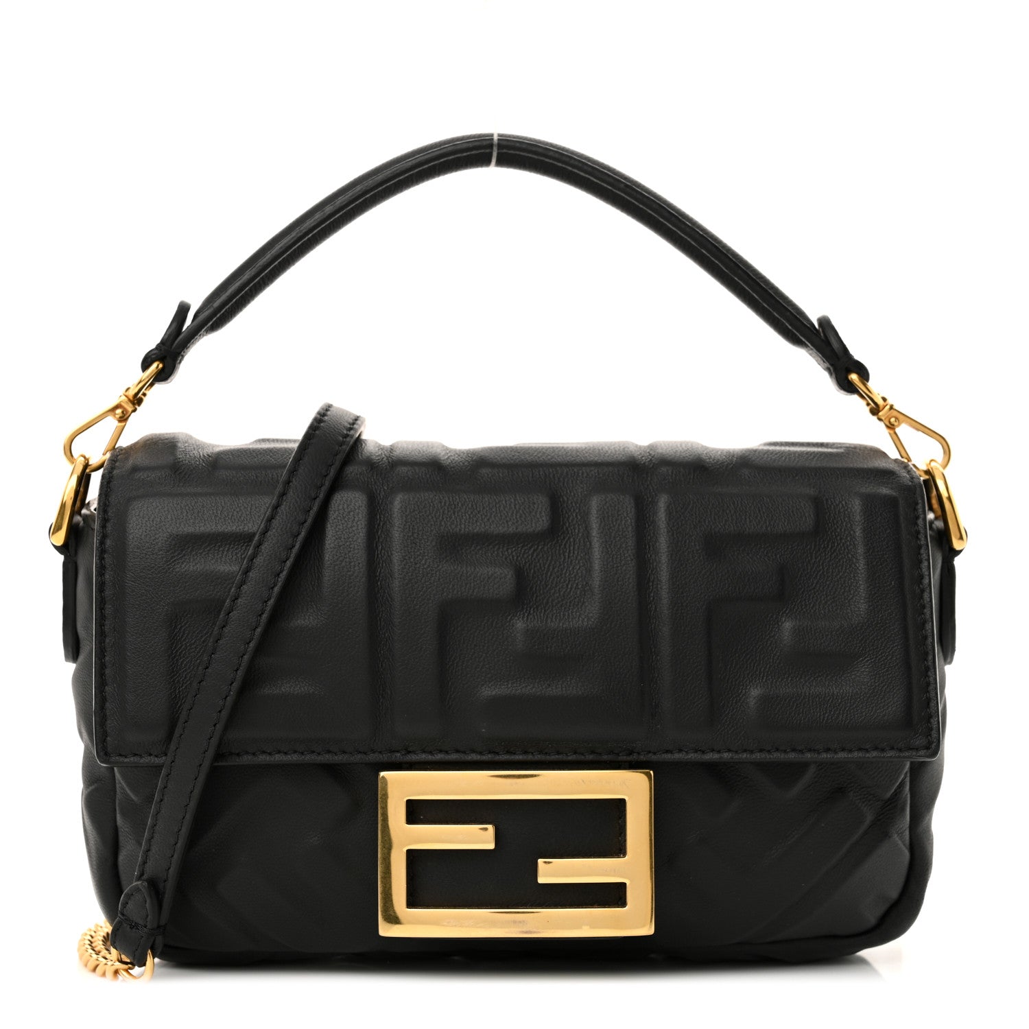 Fendi Nappa FF 1974 Embossed Mini Baguette Black 1 of 13