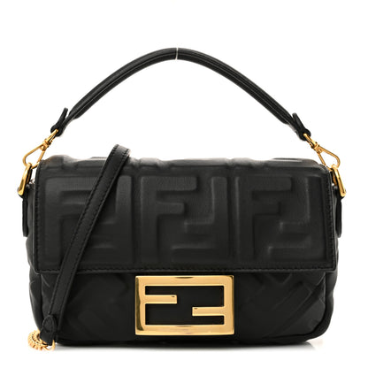 Fendi Nappa FF 1974 Embossed Mini Baguette Black 1 of 13
