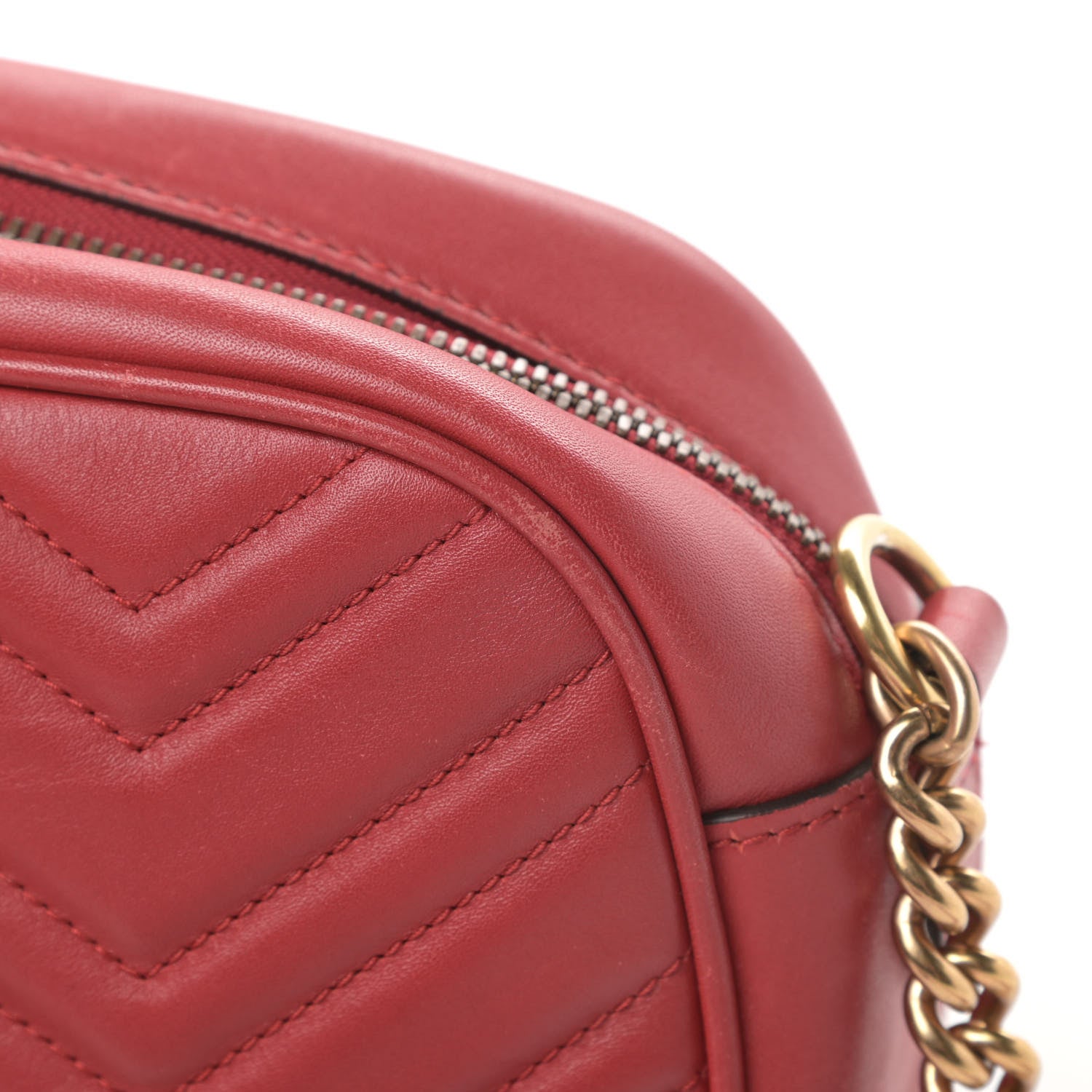 Gucci Calfskin Matelasse Small GG Marmont Chain Shoulder Bag Hibiscus Red 15 of 16