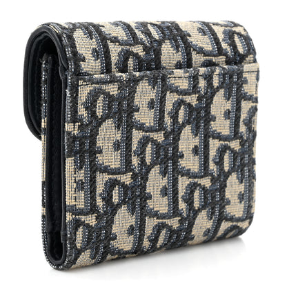 Christian Dior Oblique Saddle Lotus Wallet Blue 3 of 13