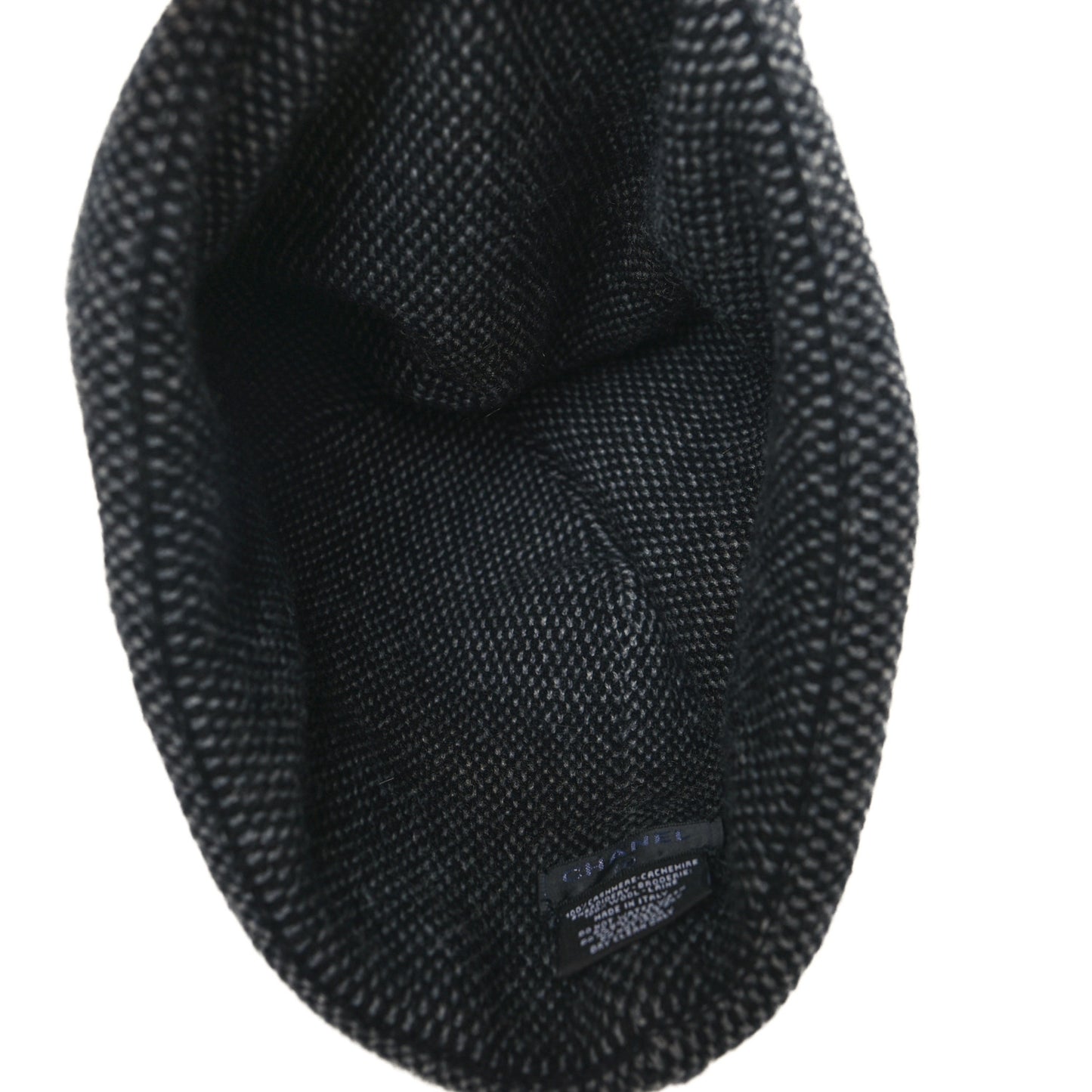 Cashmere Wool CC Beanie Hat Black Grey