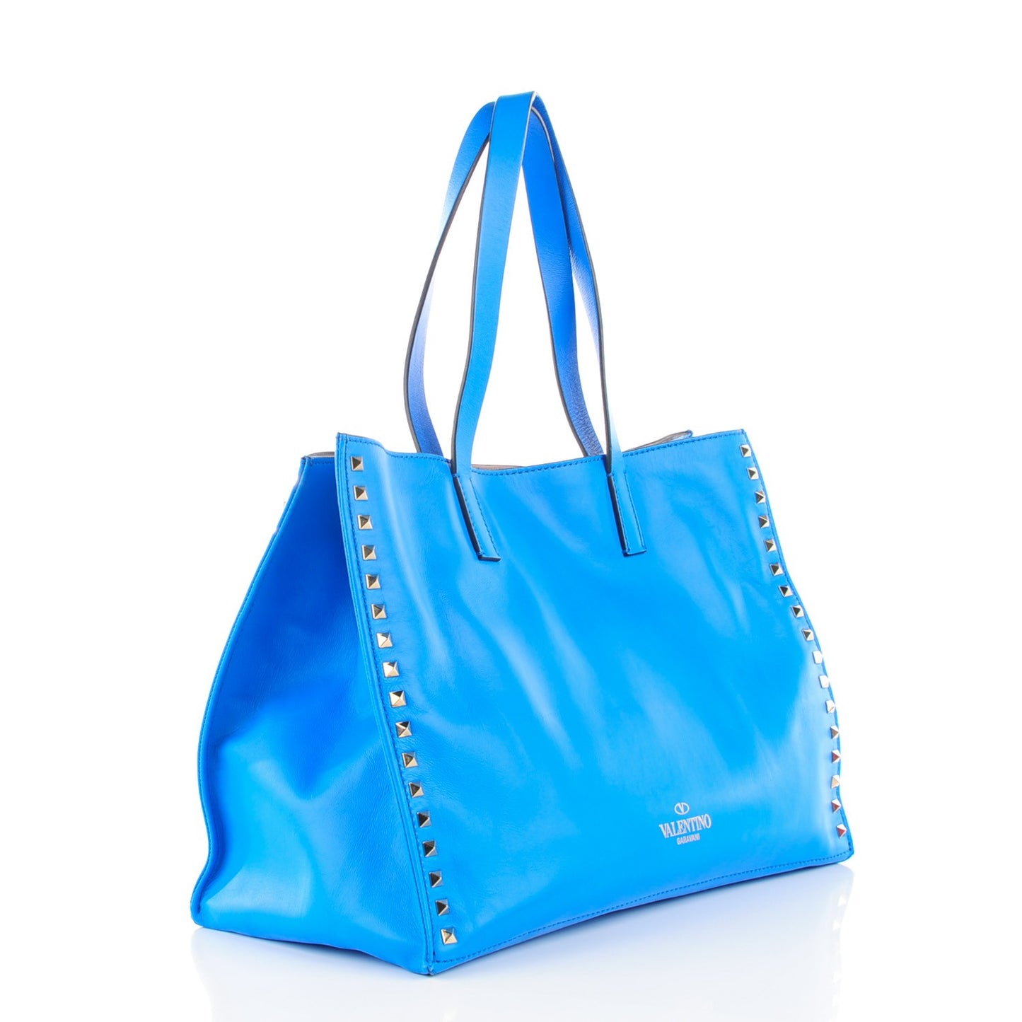 Nappa Medium Rockstud Soft Tote Blue Fluo