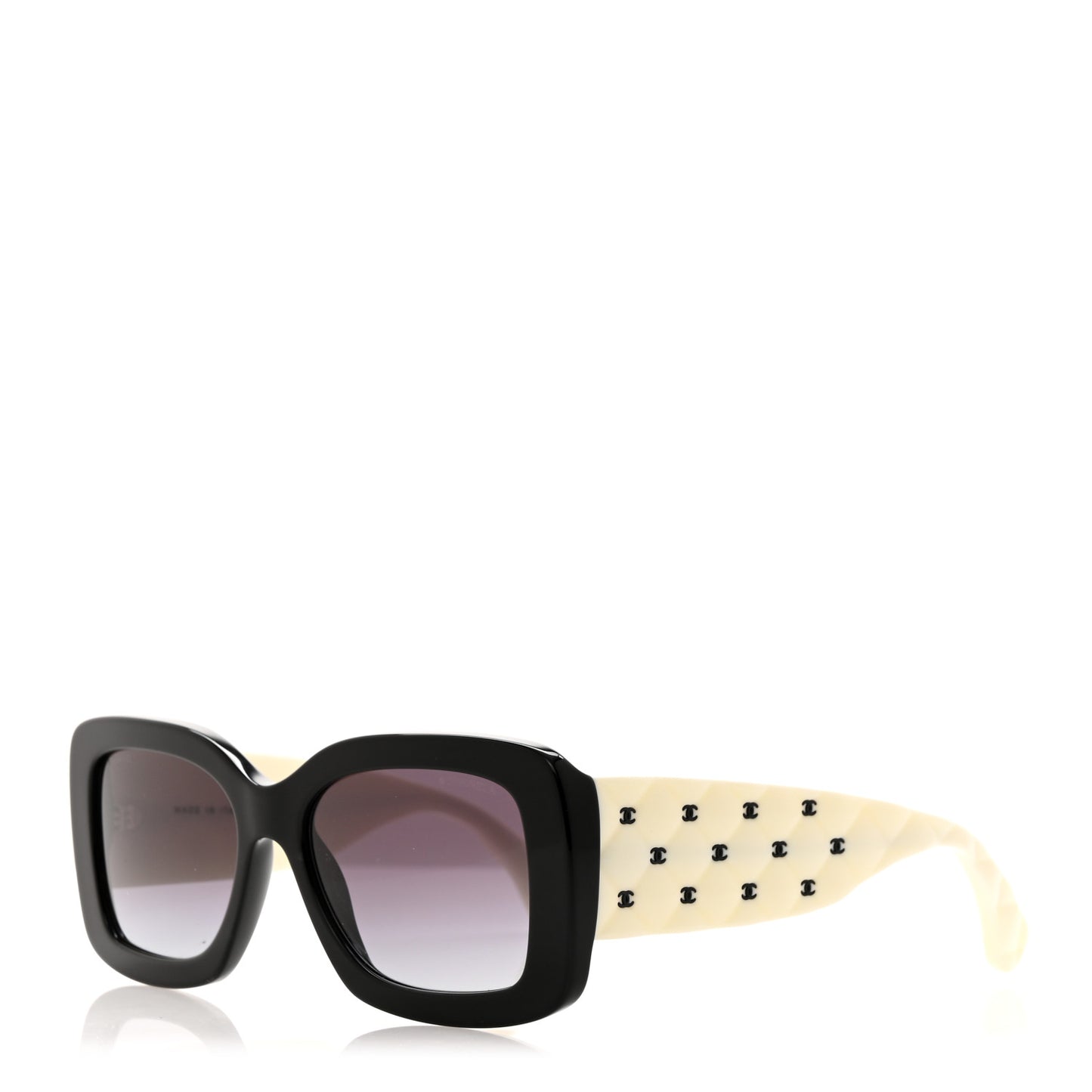 Acetate Quilted CC Rectangle Sunglasses 5483 White Black