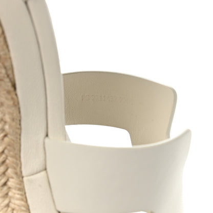 Hermes Goatskin Elda Espadrille Wedge Sandals 39 White 8 of 9