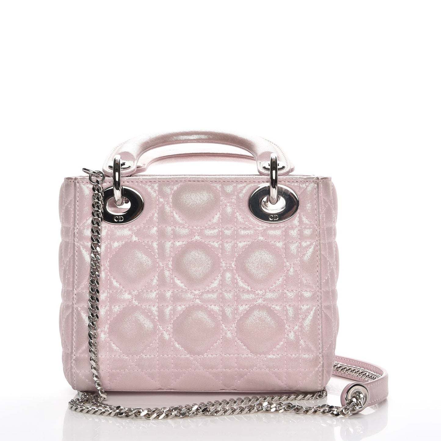 Metallic Calfskin Cannage Mini Lady Dior Pink