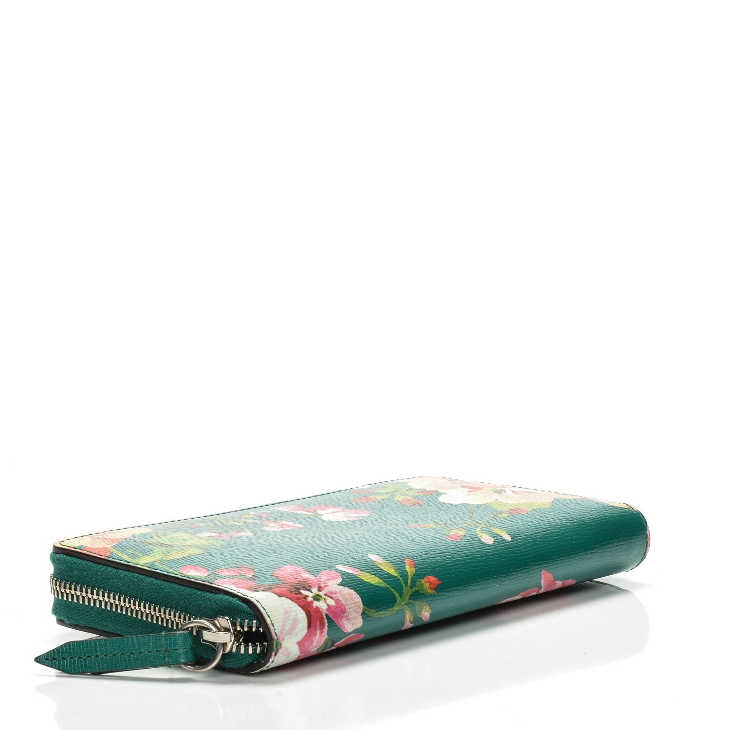 Gucci Calfskin Blooms Print Zip Around Wallet Bright Emerald Multicolor 4 of 6