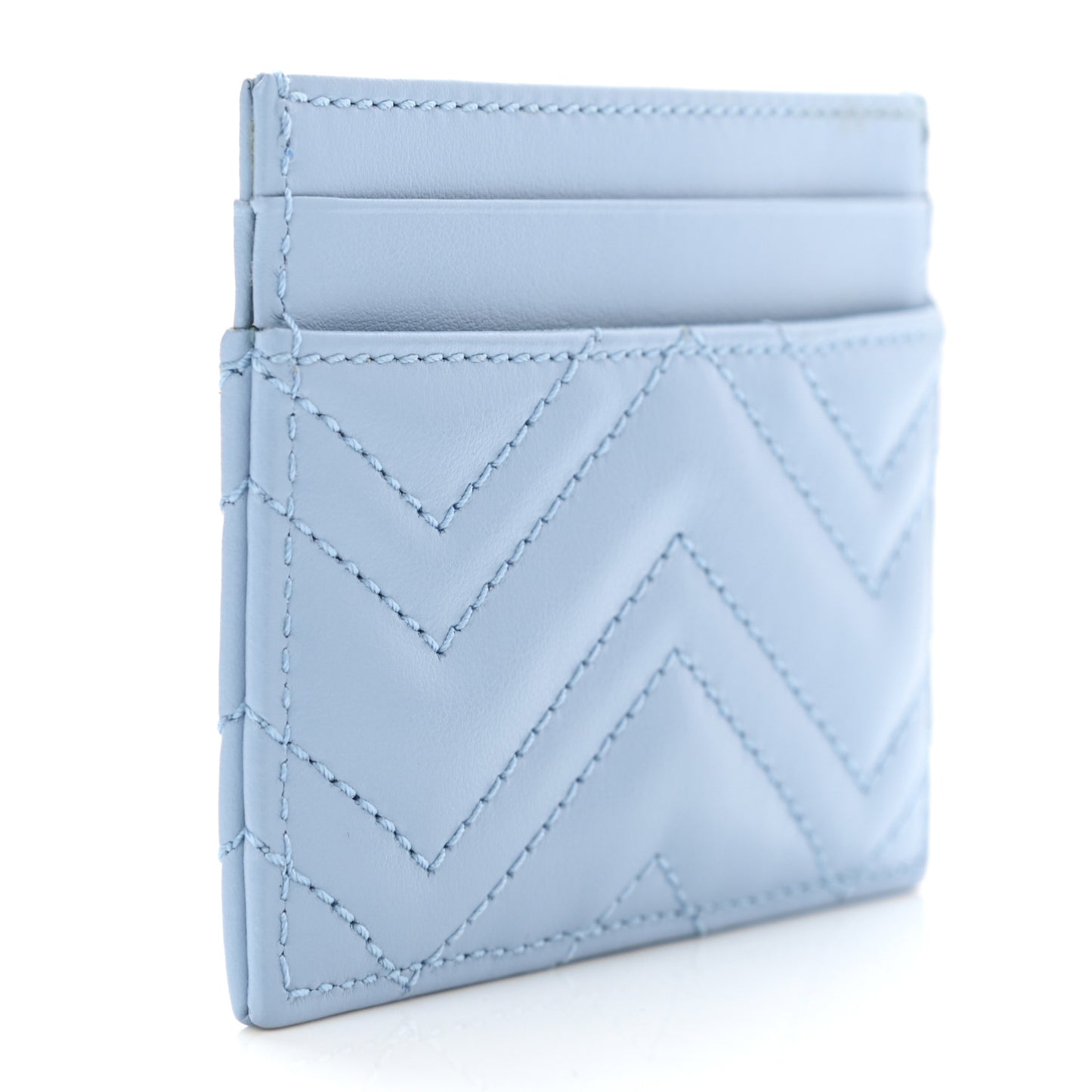 Calfskin Matelasse GG Marmont Card Holder Porcelain Light Blue