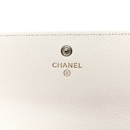 Chanel Caviar Quilted Striated CC Large Gusset Flap Wallet White 6 of 10