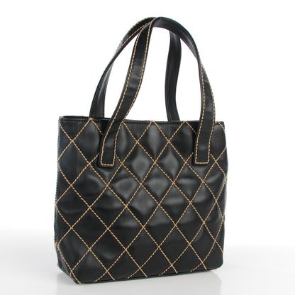 Chanel Calfskin Contrast Stitch Surpique Tote Black 3 of 7
