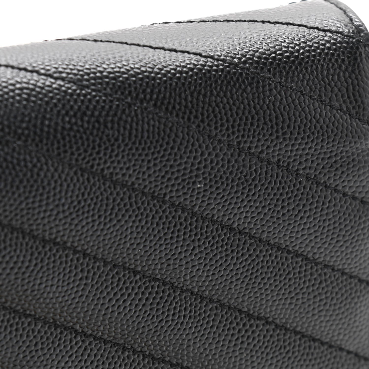 Saint Laurent Grain De Poudre Matelasse Chevron Monogram Chain Wallet Black 11 of 13