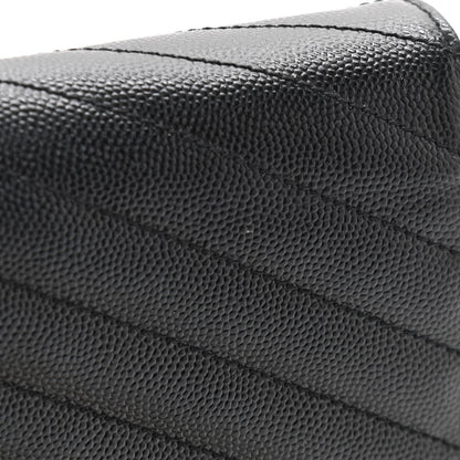 Saint Laurent Grain De Poudre Matelasse Chevron Monogram Chain Wallet Black 11 of 13