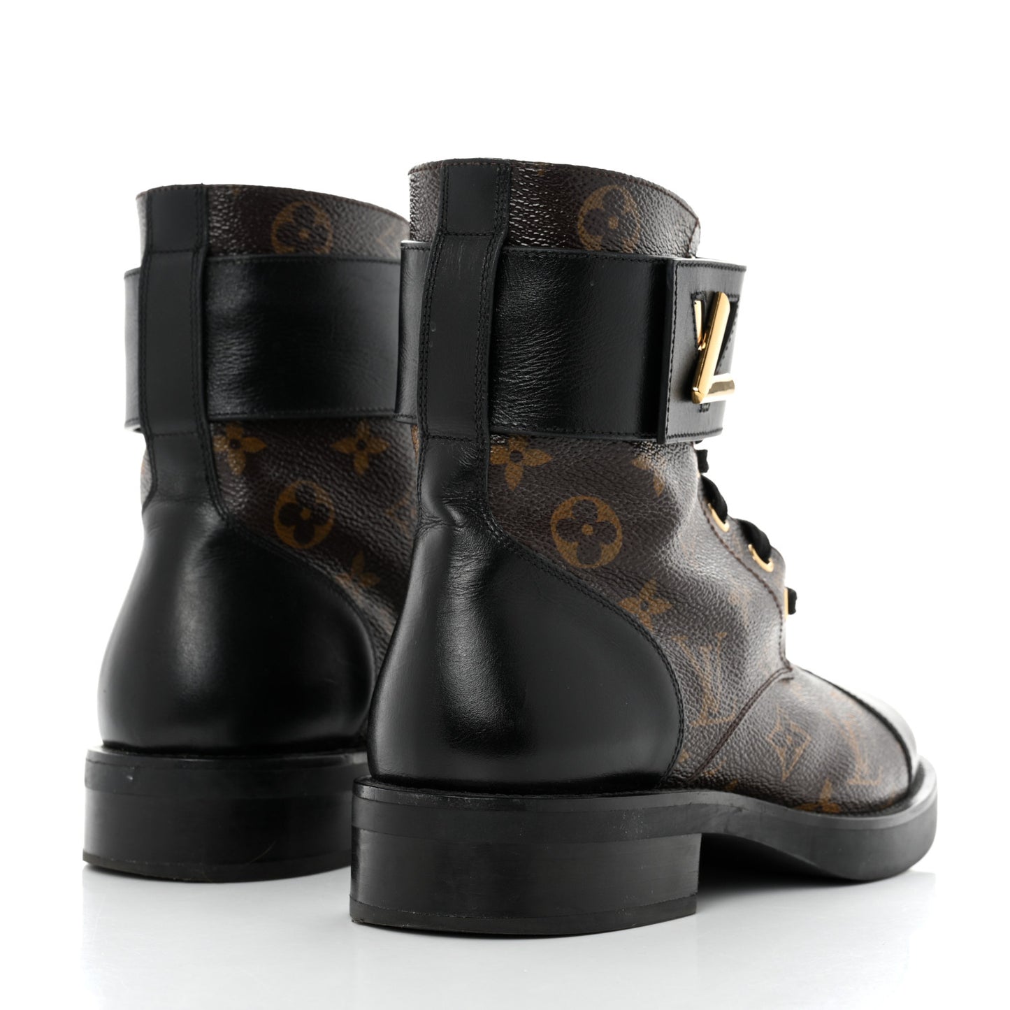 Calfskin Monogram Wonderland Flat Ranger Boots 37 Black