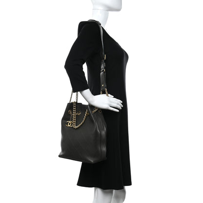 Chanel Calfskin Quilted Small On My Shoulder Drawstring Bag Dark Green 3 of 11