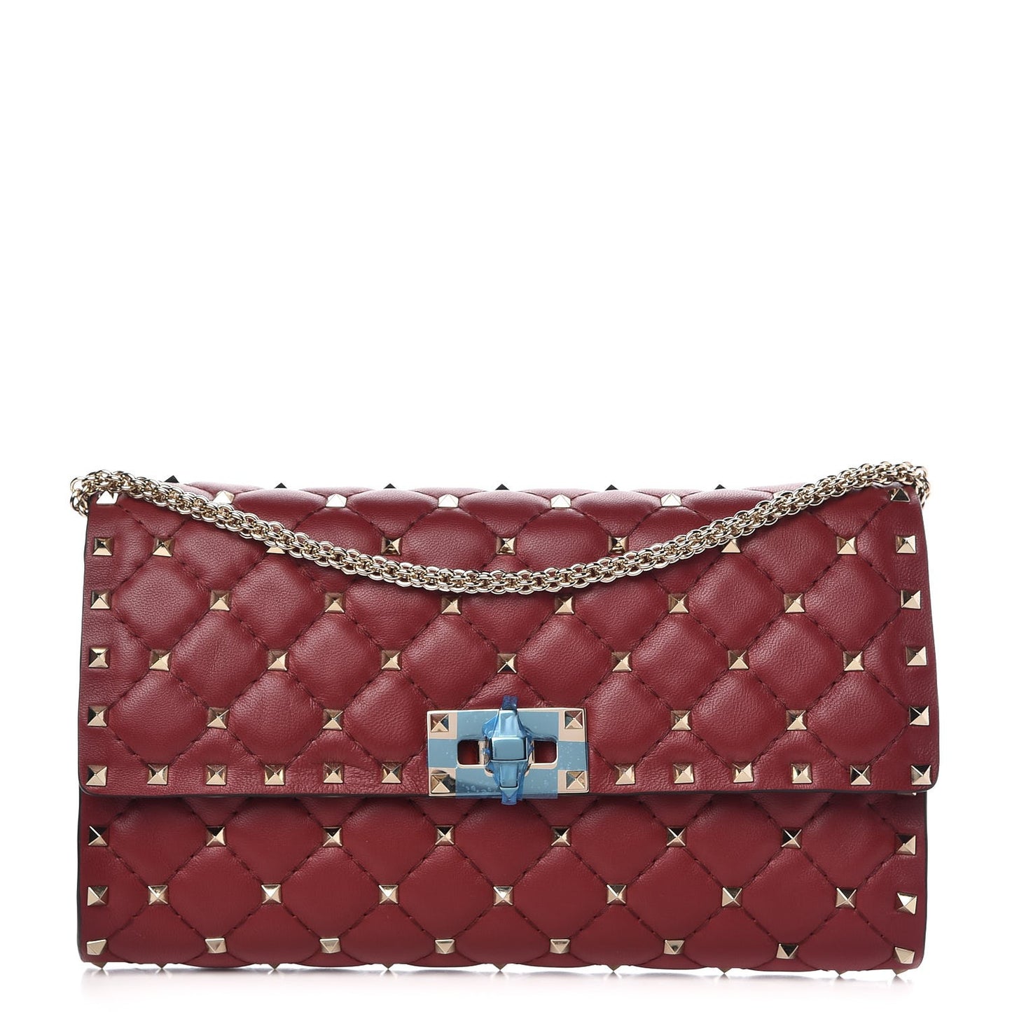 Nappa Rockstud Spike Wallet on Chain Rubino