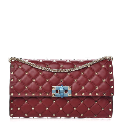 Valentino Garavani Nappa Rockstud Spike Wallet on Chain Rubino 1 of 12