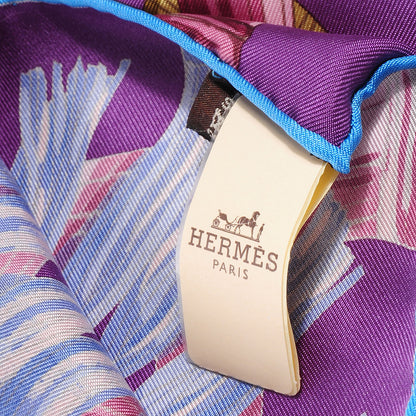 Hermes Silk Au Fil Du Carre Scarf 90 Violet Vieux Rose Vert 7 of 7