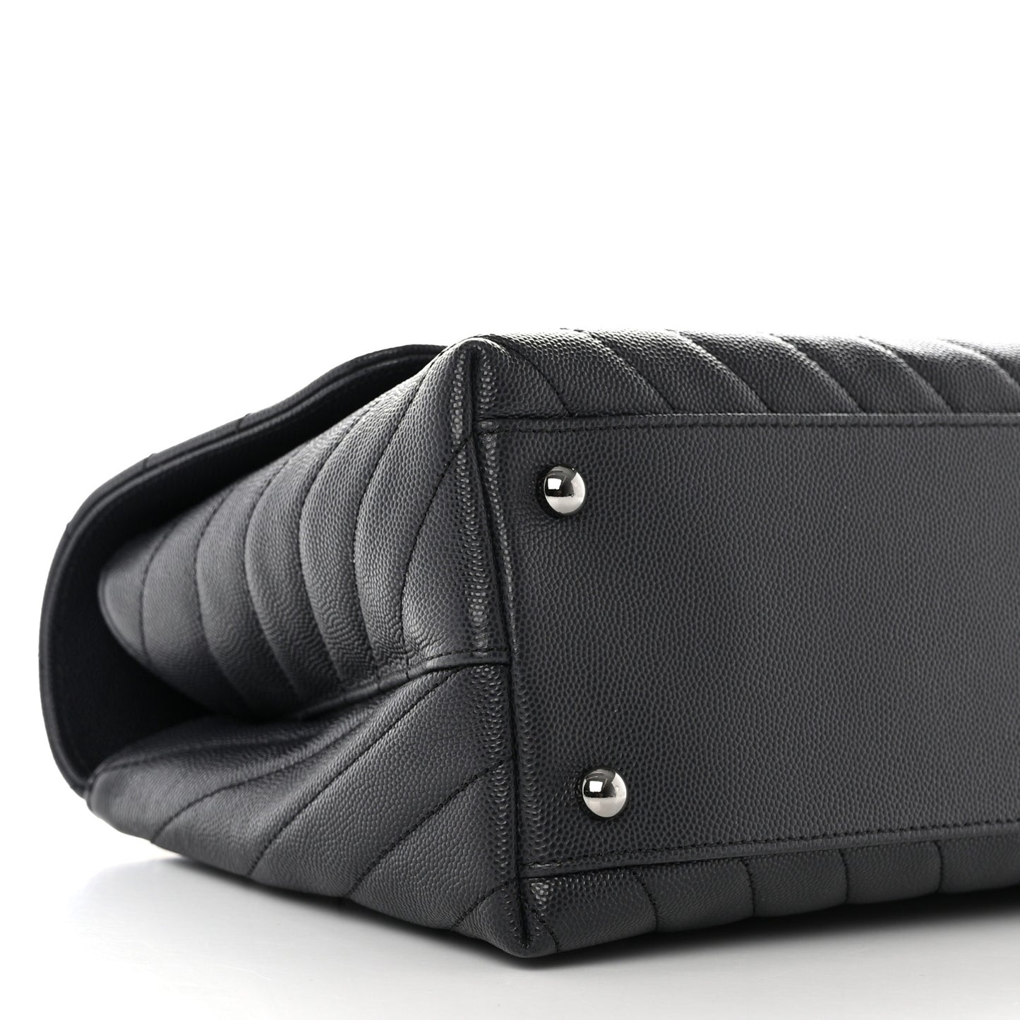 Caviar Chevron Quilted Small Coco Handle Flap Dark Grey