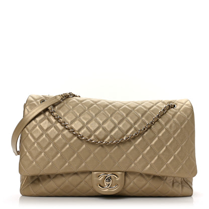 Chanel Metallic Calfskin Quilted Small XXL Travel Flap Bag Gold 1 of 12