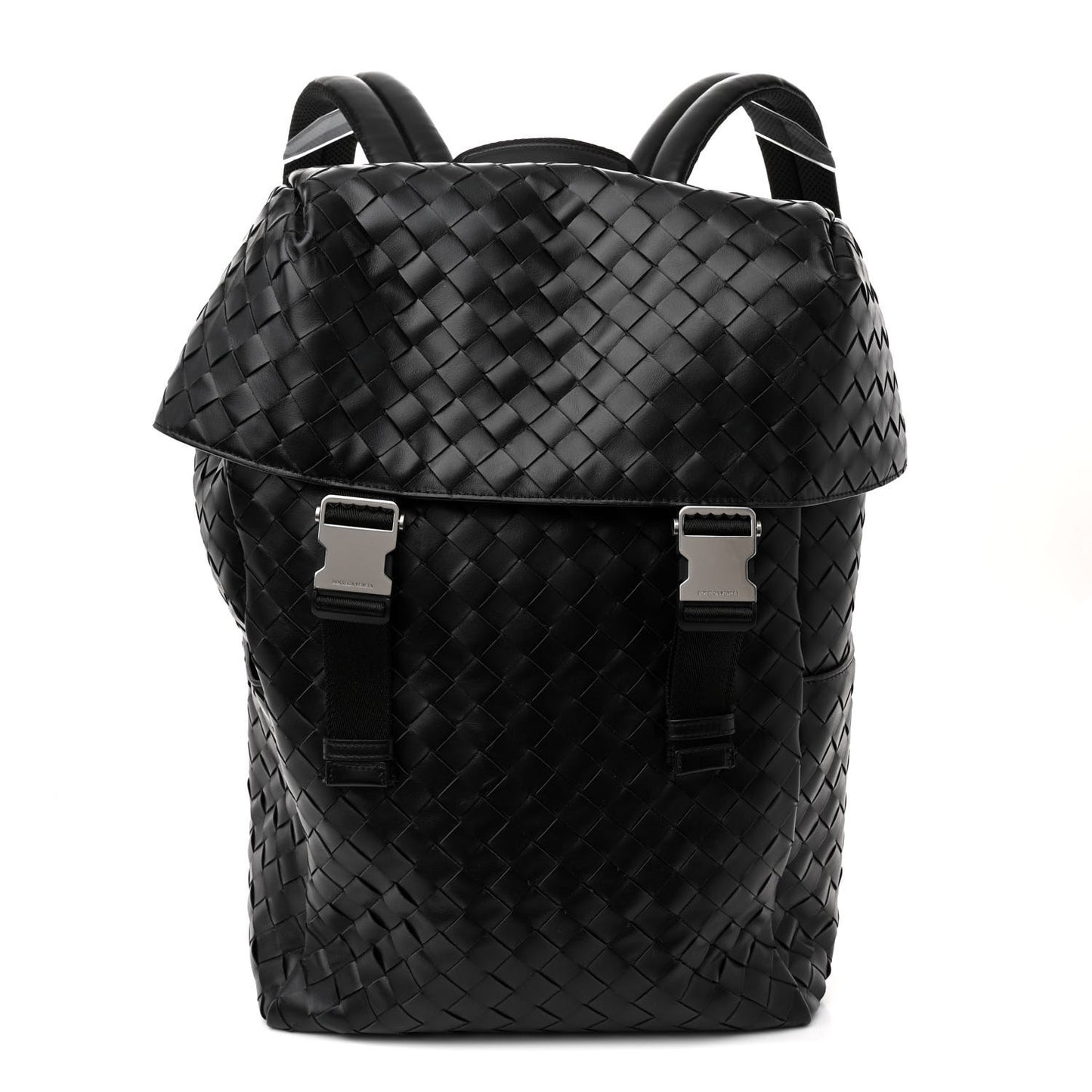 Calfskin Intrecciato Flap Backpack Black
