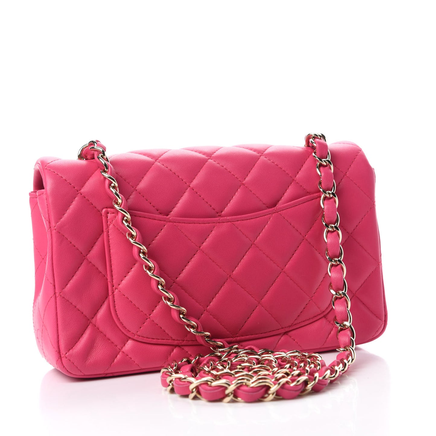 Lambskin Quilted Mini Rectangular Flap Dark Pink