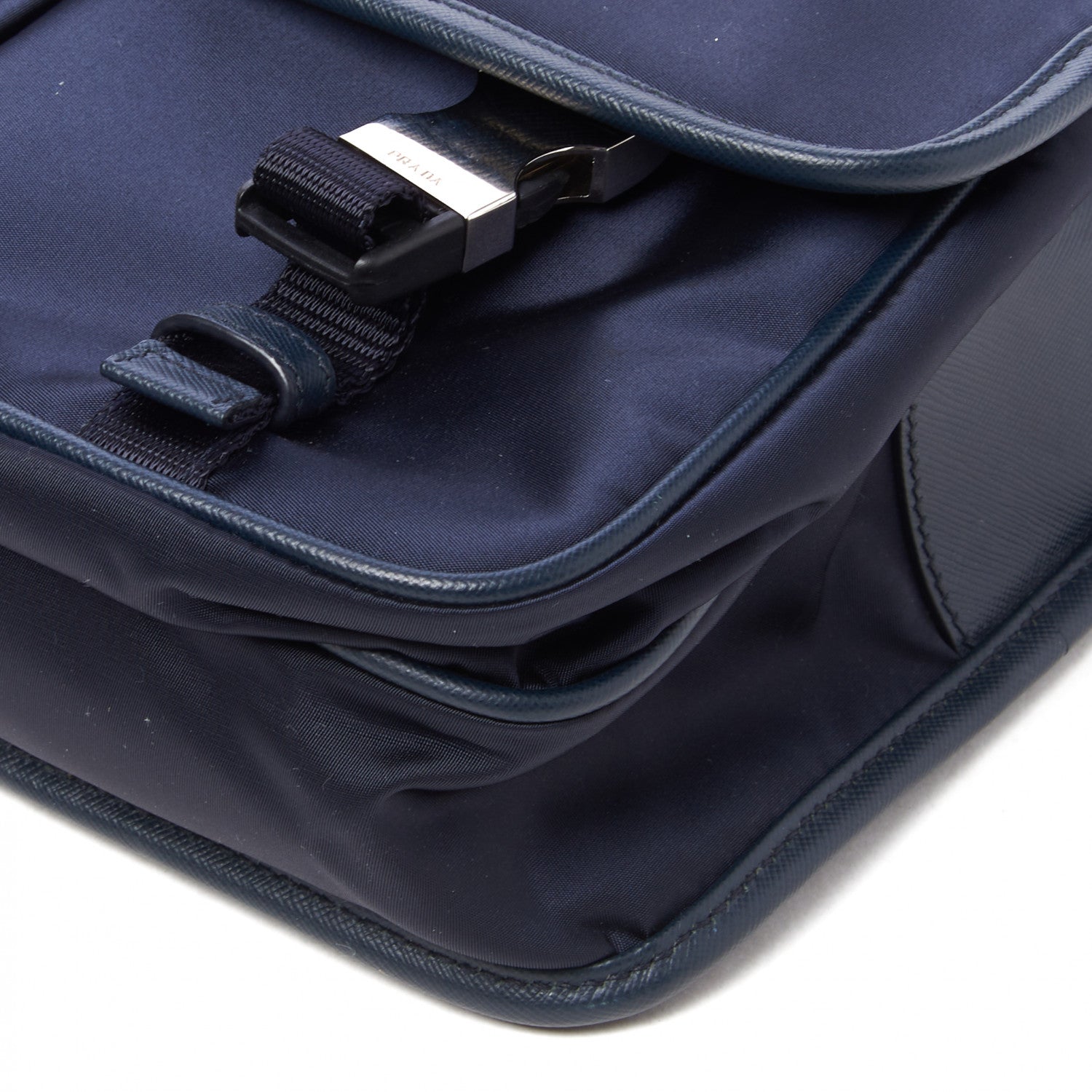 Prada Tessuto Nylon Saffiano Logo Messenger Bag Baltico 4 of 9